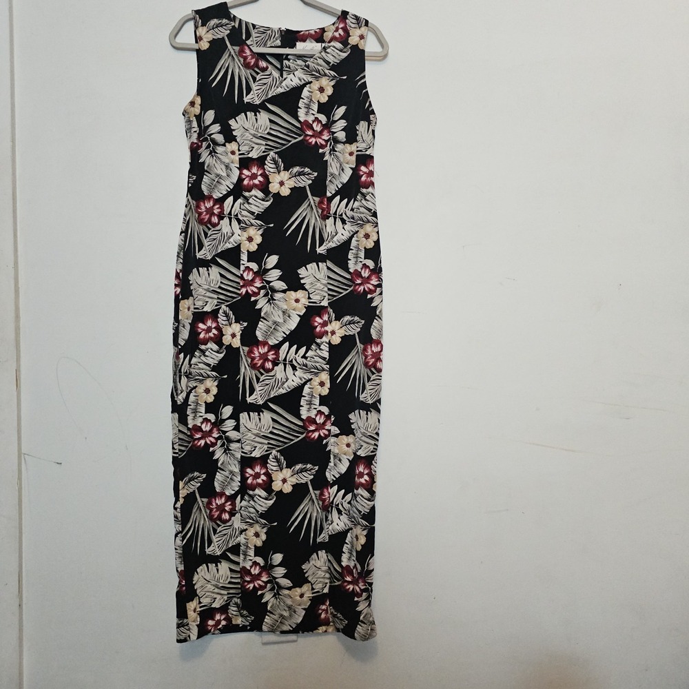 Vintage Whimsigoth Floral Maxi Shift Dress 90s Gothcore Resort Med. 8/10‎